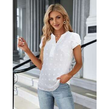 Blooming Jelly Women's Dressy Casual Tops Business Work Blouses Button Down V Neck Shirts 2025 Summe...