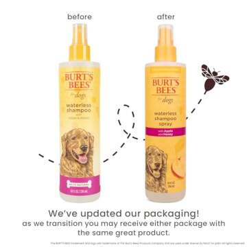 Burt's Bees for Pets Waterless Shampoo Spray for Dogs with Apple and Honey, 99.1% Natural Origin Formulas, Waterless Dog Shampoo - Gentle Dry Shampoo for Dogs, Best Dog Shampoo, 10 oz