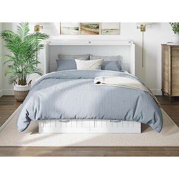 AFI, Nantucket Queen Murphy Bed Chest with Mattress, Storage Drawer and Built-In USB Charger, White