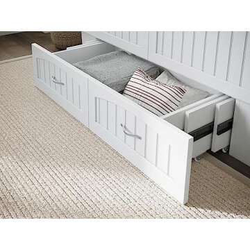 AFI, Nantucket Queen Murphy Bed Chest with Mattress, Storage Drawer and Built-In USB Charger, White