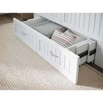 AFI, Nantucket Queen Murphy Bed Chest with Mattress, Storage Drawer and Built-In USB Charger, White