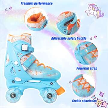 MammyGol Roller Skates for Girls Kids Boys, 4 Sizes Adjustable Quad Toddler Skates Indoor Outdoor Ag...