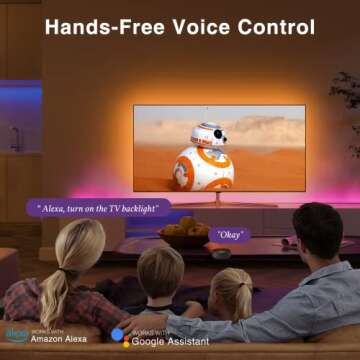 SL1 Smart TV LED Backlight, 9.2ft Strip Lights Compatible with Alexa and Google Home, WiFi App_Go_Sund Control, Music Sync,RGB Color Changing Dimmable Light Strip