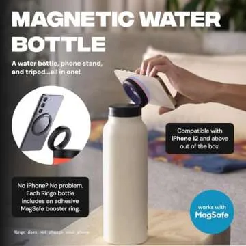 Ringo Insulated Water Bottle | Compatible MagSafe Water Bottle With Phone Holder | Stainless Steel W...