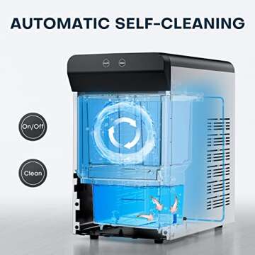 Upstreman Nugget Ice Maker, 33Lbs/Day, Self-Cleaning, 6 Ice Cubes in 15 Mins, 2 Water Refill, Countertop Ice Machine for Home/Office/Bar, X90 Pro