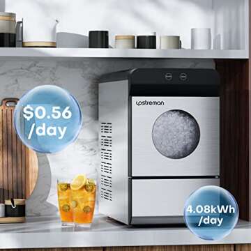 Upstreman Nugget Ice Maker, 33Lbs/Day, Self-Cleaning, 6 Ice Cubes in 15 Mins, 2 Water Refill, Countertop Ice Machine for Home/Office/Bar, X90 Pro