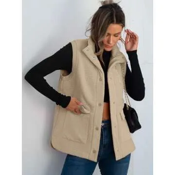 Stylish ANRABESS Women's Fleece Vest With Deep Pockets