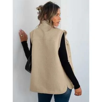 Stylish ANRABESS Women's Fleece Vest With Deep Pockets
