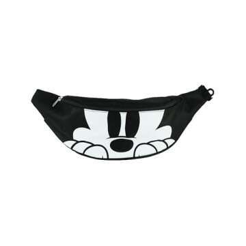 Disney Mickey Mouse Double Pocket Fanny Waist Pack, Black