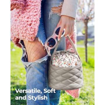 BAGSMART Barrel Drawstring Makeup Bag - Travel Toiletry Bag for Women - Spacious & Organized