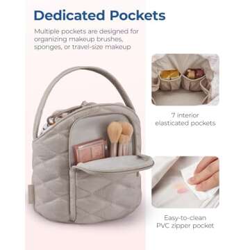 BAGSMART Barrel Drawstring Makeup Bag - Travel Toiletry Bag