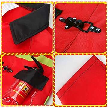 SATKULL Kids Fire Chief Costume, Halloween Fireman Dress Up Set, Fire Fighter Outfit, Pretend Role Play Firefighter Gifts