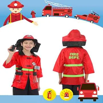 SATKULL Kids Fire Chief Costume for Imaginative Play