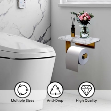 Stylish Toilet Paper Holder with Marble Shelf for Bathroom