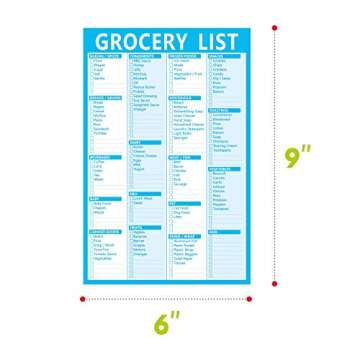 90 Pages Grocery Shopping Weekly Planner List Note Pad with Magnet Mountings (6" x 9")