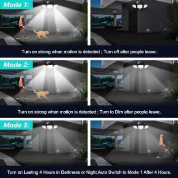 Tuffenough Solar Outdoor Lights 2500LM 210 LED Security Lights with Remote Control,3 Heads Motion Sensor Lights, IP65 Waterproof,270° Wide Angle Flood Wall Lights with 3 Modes(4 Packs)