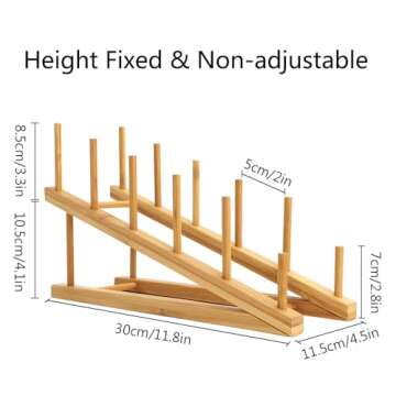 TIE-DailyNec 2 PCS Wooden Dish Rack Bamboo Drying Rack Stand Pot Lid Holder Kitchen Cabinet Organize...