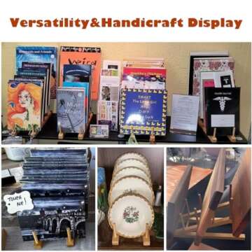 TIE-DailyNec 2 PCS Wooden Dish Rack Bamboo Drying Rack Stand Pot Lid Holder Kitchen Cabinet Organizer for Dish Plate Bowl Cup Pot Lid Cutting Board