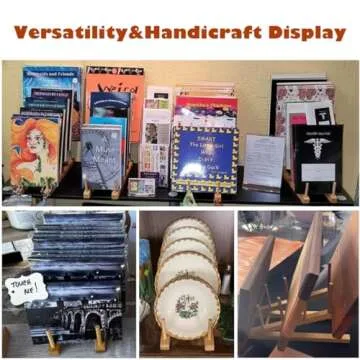 TIE-DailyNec 2 PCS Wooden Dish Rack Bamboo Drying Rack Stand Pot Lid Holder Kitchen Cabinet Organizer for Dish Plate Bowl Cup Pot Lid Cutting Board