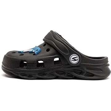 HOBIBEAR Boys and Girls Classic Graphic Kids Garden Clogs Slip on Water Shoes (Black-Size 13 Little ...