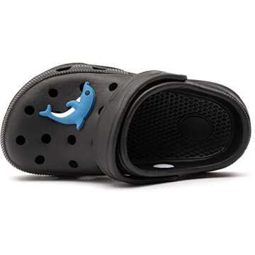 HOBIBEAR Boys and Girls Classic Graphic Kids Garden Clogs Slip on Water Shoes (Black-Size 13 Little Kid)