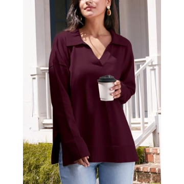 LILLUSORY Oversized Women’s Sweater Trendy V Neck Fashion