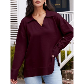 LILLUSORY Oversized Women’s Sweater Trendy V Neck Fashion