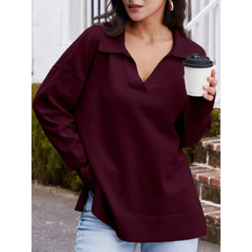 LILLUSORY Oversized Women’s Sweater Trendy V Neck Fashion