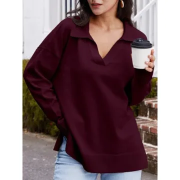 LILLUSORY Oversized Women’s Sweater Trendy V Neck Fashion