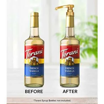 Torani Syrup Pump 6-Pack Gold, Coffee Syrup Pump Dispenser