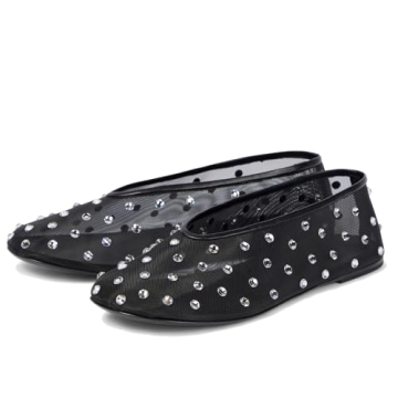 Arqa Crystal-Embellished Mesh Flats - Stylish Ballerina Shoes for Comfort and Elegance