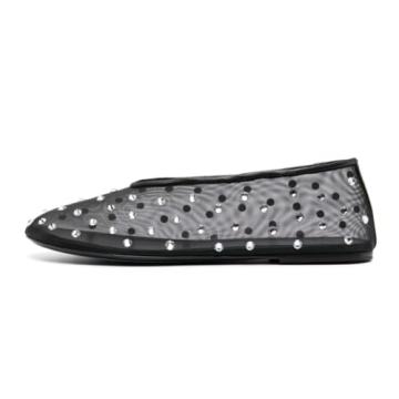 Arqa Rhinestone Ballet Flats - Comfortable Casual Shoes