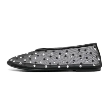 Arqa Rhinestone Ballet Flats - Comfortable Casual Shoes