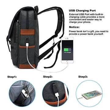 FEWOFJ Professional Laptop Backpack, Women Vintage College School Bookbag - Black