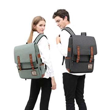 FEWOFJ Professional Laptop Backpack, Women Vintage College School Bookbag - Black