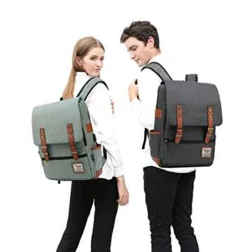 FEWOFJ Professional Laptop Backpack, Women Vintage College School Bookbag - Black