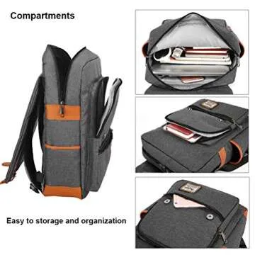 FEWOFJ Professional Laptop Backpack, Women Vintage College School Bookbag - Black