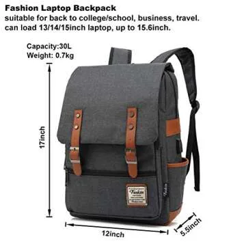 FEWOFJ Professional Laptop Backpack, Women Vintage College School Bookbag - Black
