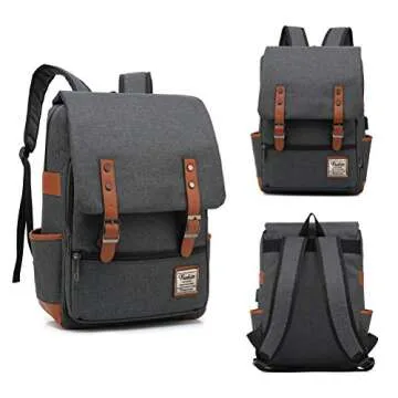 FEWOFJ Professional Laptop Backpack, Women Vintage College School Bookbag - Black