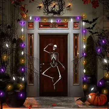 Halloween Lights, 16 FT 30 LED Waterproof 3D Pumpkin Bat Ghost Battery Operated String Lights with Timer - 8 Lighting Modes Fairy Light for Window Indoor Outdoor Decor Halloween Party Decorations
