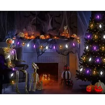 Halloween Lights, 16 FT 30 LED Waterproof 3D Pumpkin Bat Ghost Battery Operated String Lights with Timer - 8 Lighting Modes Fairy Light for Window Indoor Outdoor Decor Halloween Party Decorations