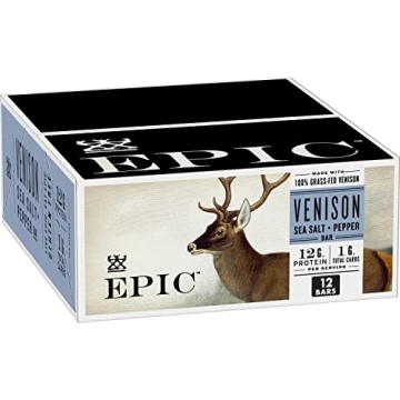 EPIC Venison Sea Salt & Pepper Bars - 12ct, Keto Friendly