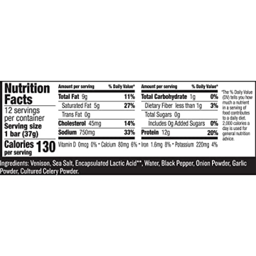 EPIC Venison Sea Salt & Pepper Bars - 12ct, Keto Friendly