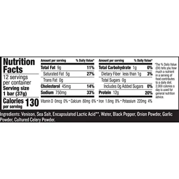 EPIC Venison Sea Salt & Pepper Bars - 12ct, Keto Friendly