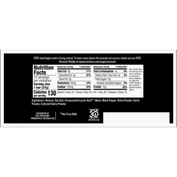 EPIC Venison Sea Salt & Pepper Bars - 12ct, Keto Friendly