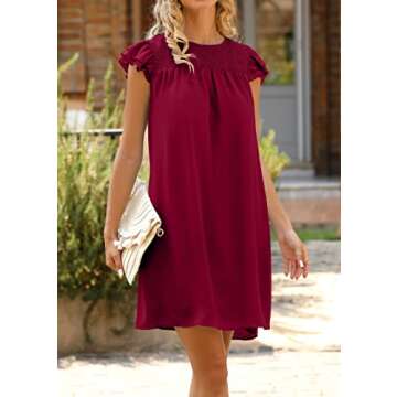 KIRUNDO Women Summer Shift Dress 2025 Casual Ruffle Cap Sleeve Smocked Crew Neck Loose Flowy Chiffon...