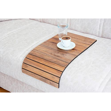ESTELA Foldable Sofa Arm Tray Wooden Flexible Non Slip Protector Universal Drink Couch Cup Side Hold...