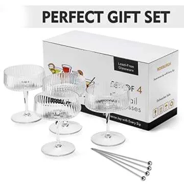 ROXBURGH Vintage Art Deco Martini Glasses Set of 4