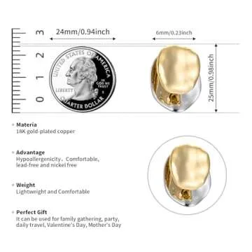 ABILITH Gold and Silver Hoops Earrings,Two Tone Earrings for Women,Mix Color Chunky Studs,Hypoallergenic Earrings for Teen