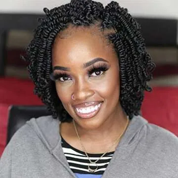 TOYOTRESS Bob Spring Twist Hair - 6 inch 8 packs Pre-twisted kids Crochet Hair Spring Twists Crochet Braids, Synthetic Braiding Hair Extensions (6 Inch, 1B)